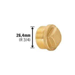 Messing Gewinde-Stopfen 26,4 mm (R 3/4) zum sicheren Verschließen von Gewindeanschlüssen.