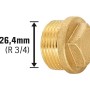 Messing Gewinde-Stopfen 26,4 mm (R 3/4) zum sicheren Verschließen von Gewindeanschlüssen.