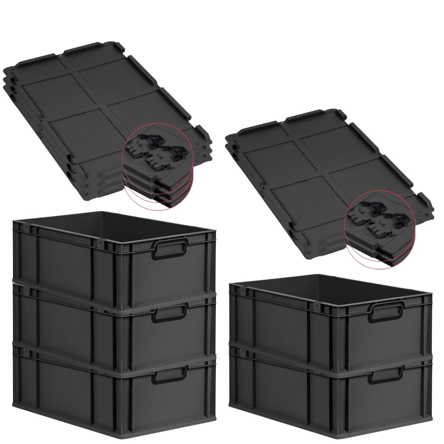 PROREGAL SuperSparSet 5x Eurobox Nextgen Color Mit Scharnierdeckel HxBxT 22 günstig online kaufen
