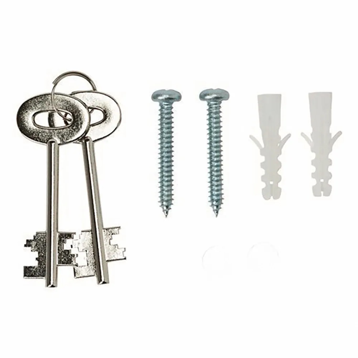 Befestigungsmaterial für Burg Wächter Möbeltresor: Schlüssel, Schrauben und Dübel.