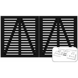 Schwarzes Doppeltor Harmoni aus Nadelholz, 200x107 cm, mit Beschlägen für den Garten.