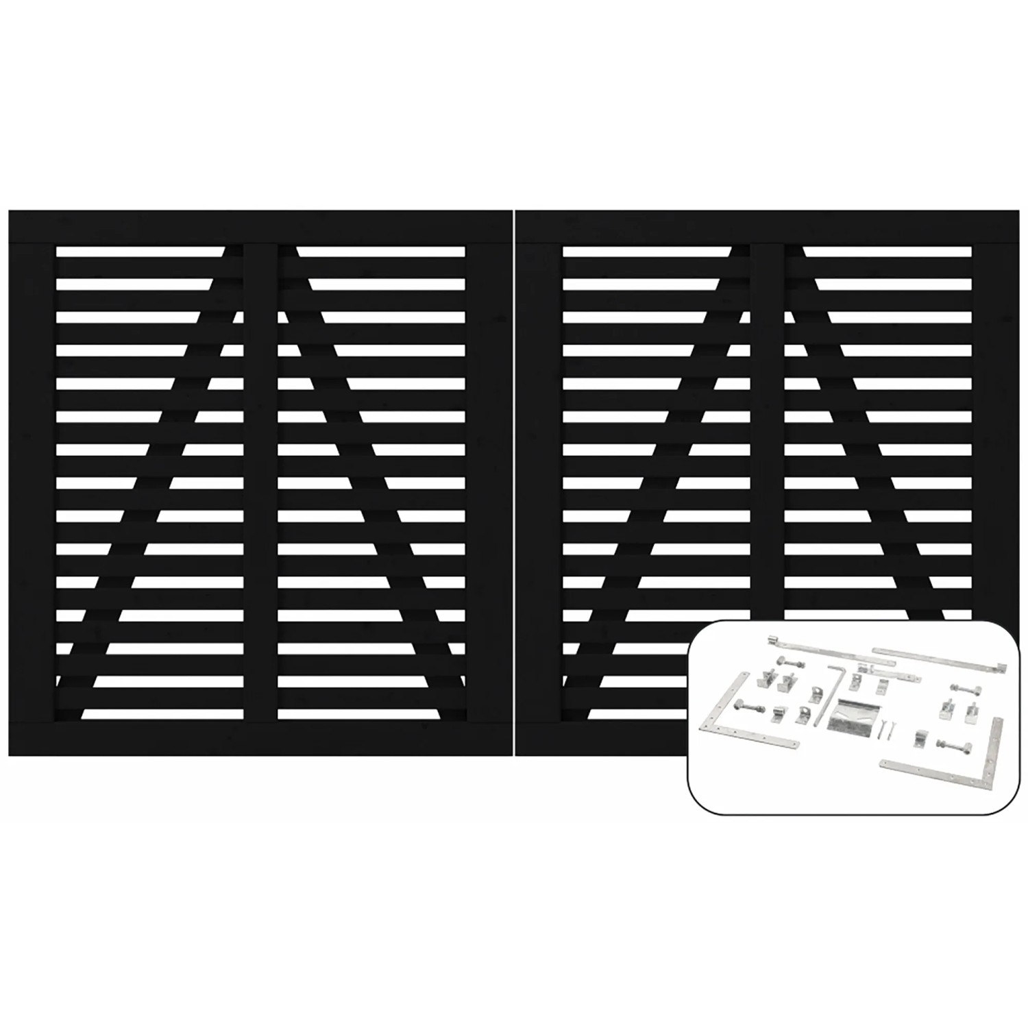 Plus Holz  Doppeltor Harmoni Nadelholz Schwarz 200 cm x 107 cm