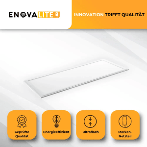 ENOVALITE LED-Panel 120x30 cm, 36W, kaltweiß. Büro-Einbauleuchte mit flachem Design.