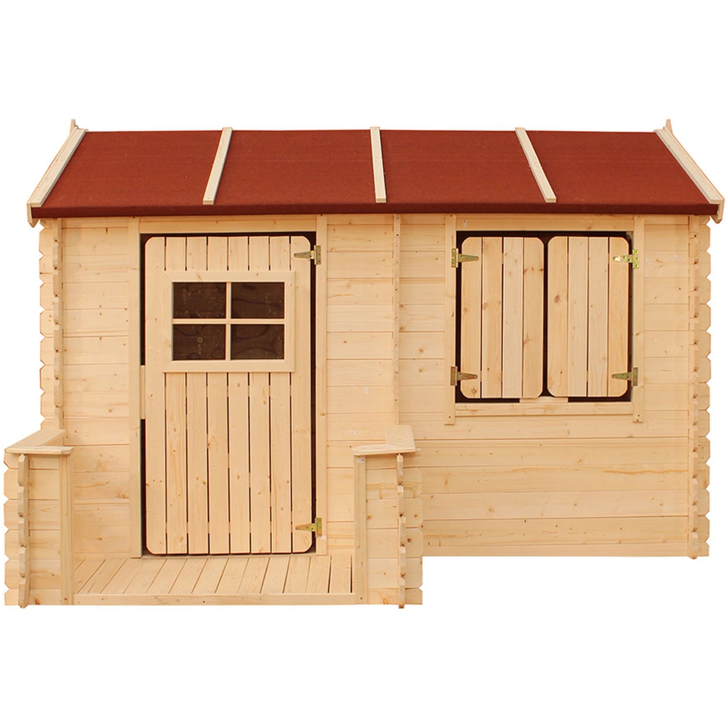 Timbela Kinderspielhaus Holz M503 2,63 m² mit Boden, Fensterläden und Tür günstig online kaufen