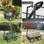 Schwarzer Garten Plattformwagen mit Gitterseiten, 10-Zoll-Reifen. Vielseitiger 3-in-1 Transportwagen für 550 kg Lasten.