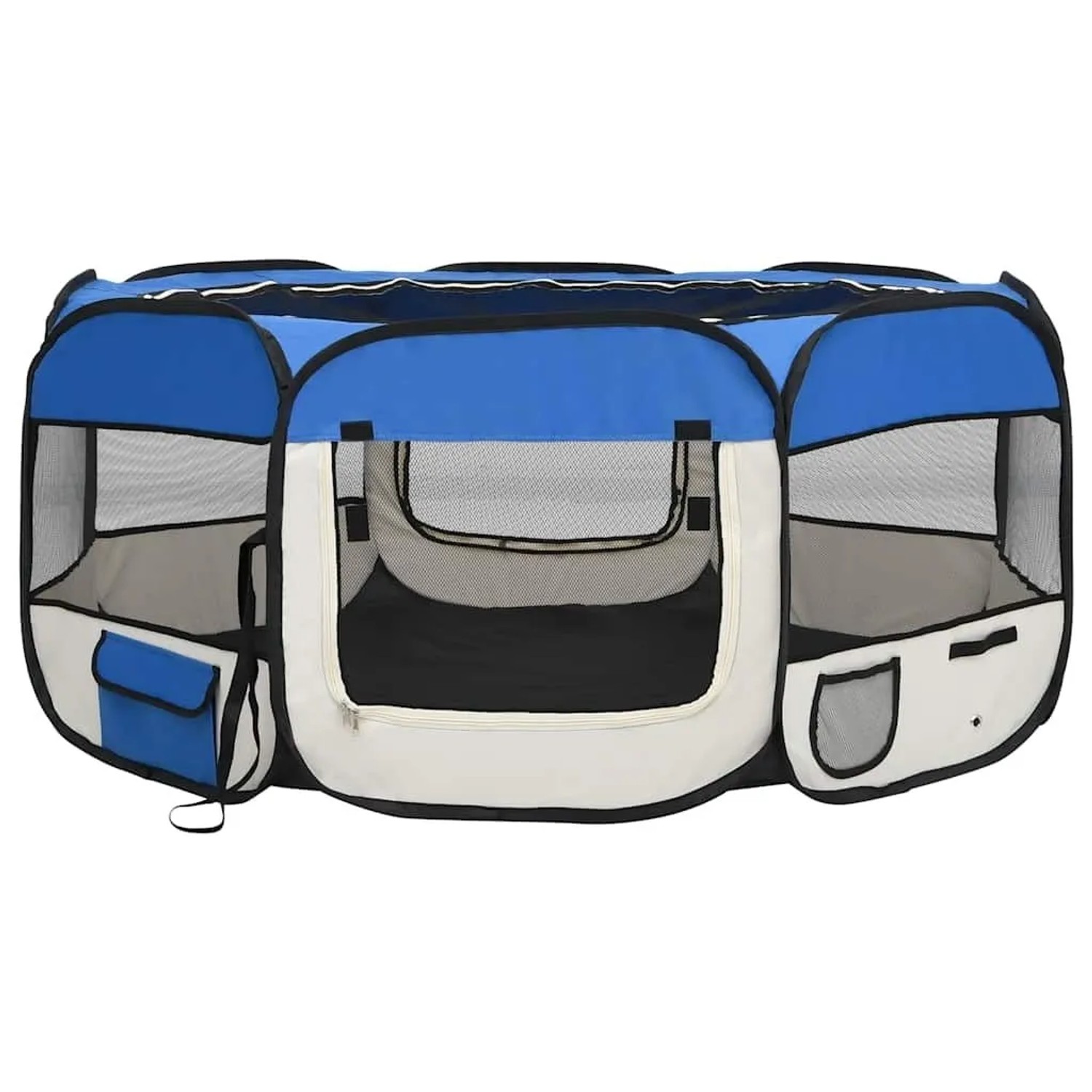 vidaXL Faltbarer Welpenlaufstall mit Tragetasche Blau 145x145x61 cm 171016