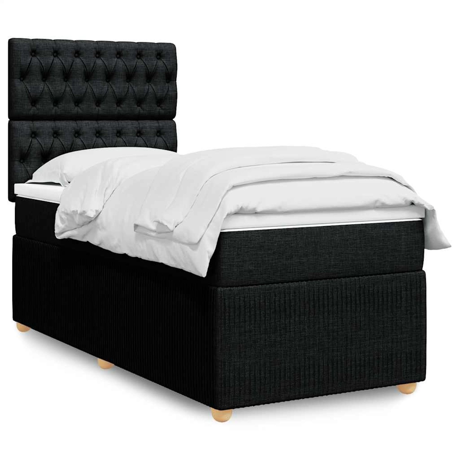 vidaXL Boxspringbett mit Matratze Schwarz 100x200 cm Stoff 3294276 günstig online kaufen