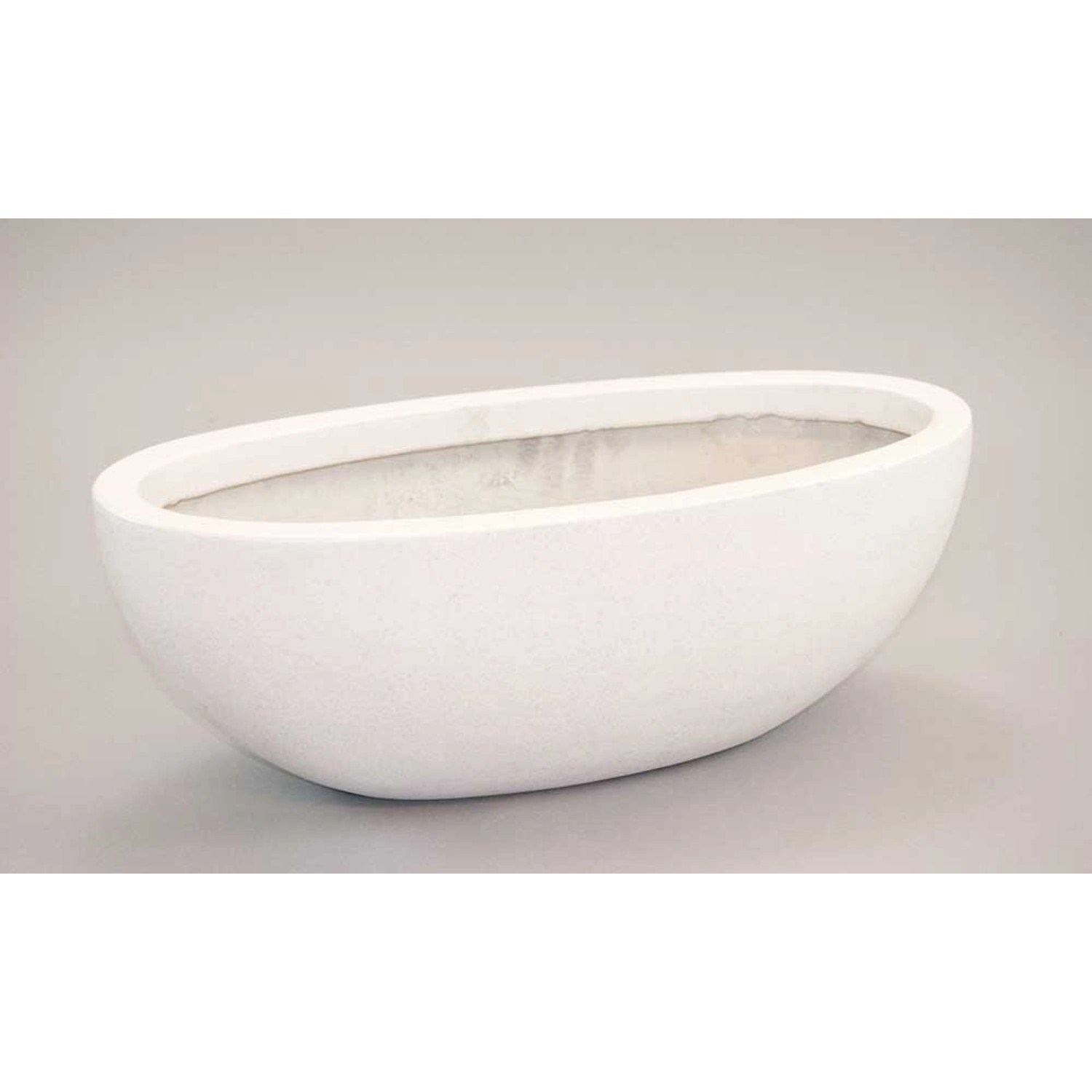 Elegant Einrichten Pflanzkübel Fiberglas Oval 51x23xH18cm Perlmutt-Weiß günstig online kaufen