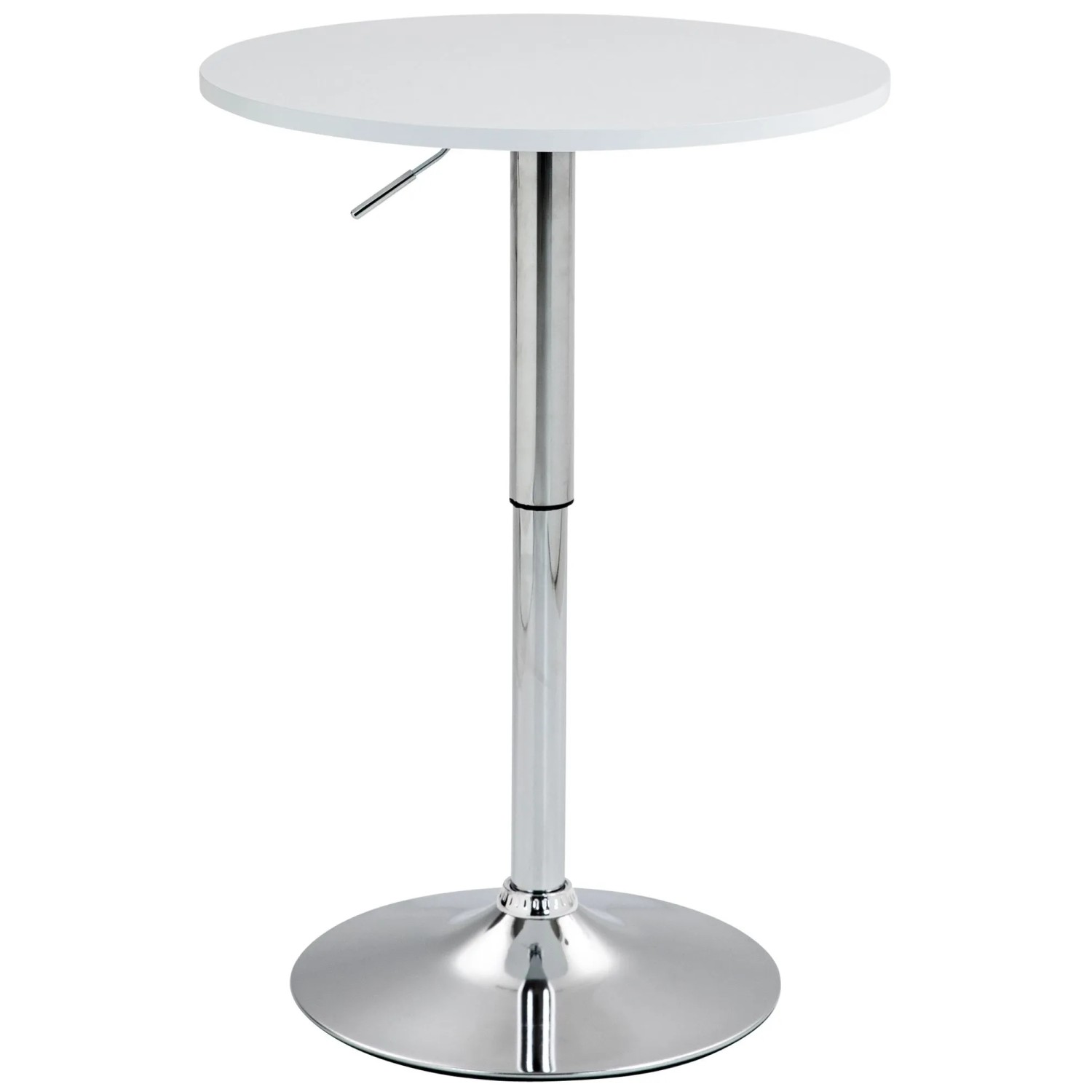 DELUKE 2in1 Stehtisch Höhenverstellbar Ø 60cm CHERI 106cm Hoch Metall Gestell Bistrotisch Gastro Bartisch Rund Weiß-Silber