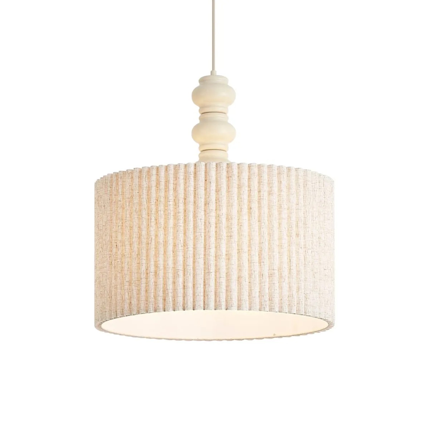 QAZQA Japandi Hängelampe Beige mit Leinenschirm 50cm Fedde