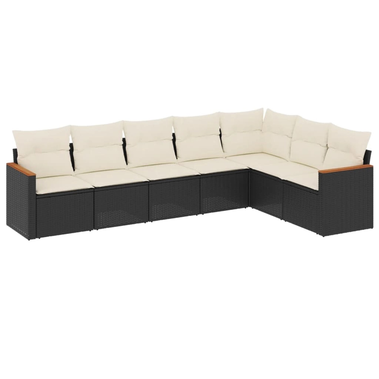 vidaXL 7-Tlg Garten-Sofagarnitur mit Kissen Schwarz Poly Rattan 3226028
