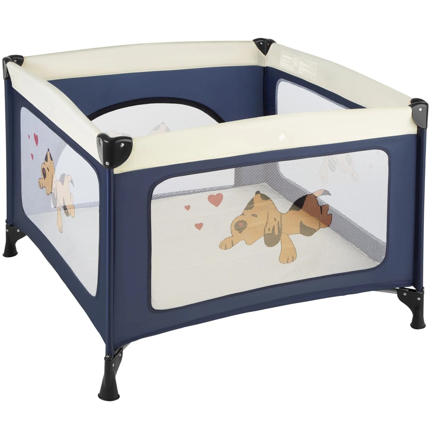 Tectake Baby Laufstall Tommy Junior Stabil und Kompakt Faltbar Seitliche Reißverschlussöffnung  105 x 105 x 75 cm Blau