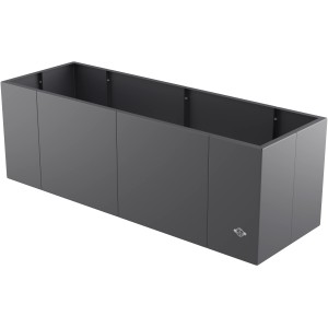 Anthrazitfarbener Eleo Pflanzkübel Vernazza, 40x120x40 cm, aus pulverbeschichtetem Metall für Garten und Balkon.