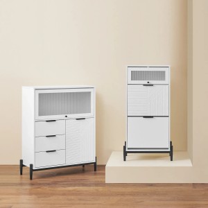 SoBuy Schuhbank mit Sitzfläche Sitzbank Dielenbank mit Schiebetüren FSR187-W