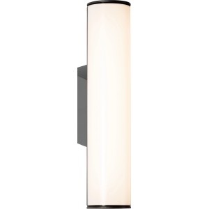 Moderne, dunkelgraue LED-Außenwandleuchte Luino von OBI LIGHTING mit zylindrischem Design.