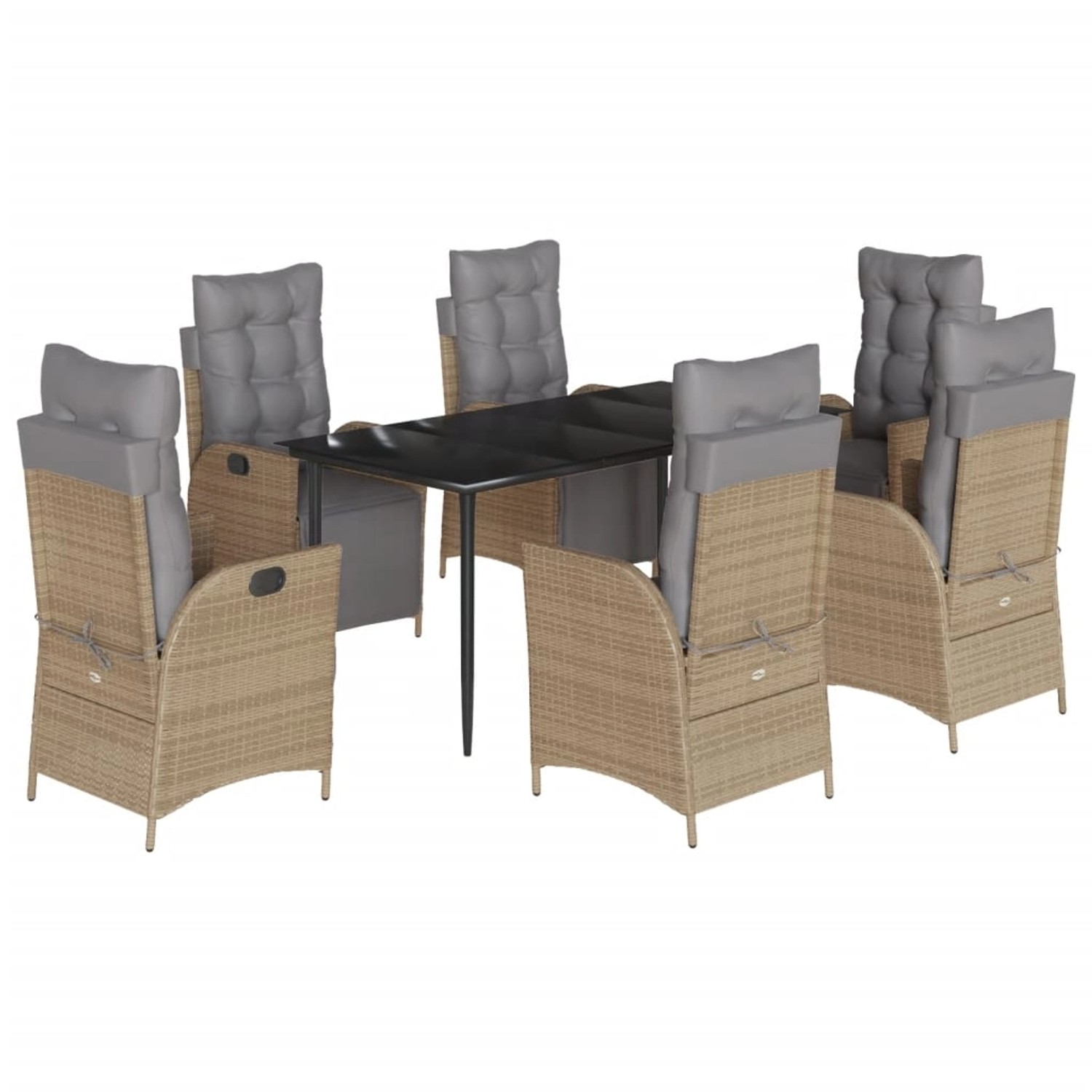 vidaXL 7-Tlg Garten-Essgruppe mit Kissen Beigemischung Poly Rattan 3213452 günstig online kaufen