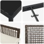 Detailansichten des braunen vidaXL Garten Esszimmer Sets mit Polyrattan, bestehend aus Tisch und Stühlen.