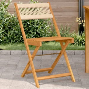 vidaXL Bistrostühle 2 Stk Beige Massivholz Akazie und Kordel 367680