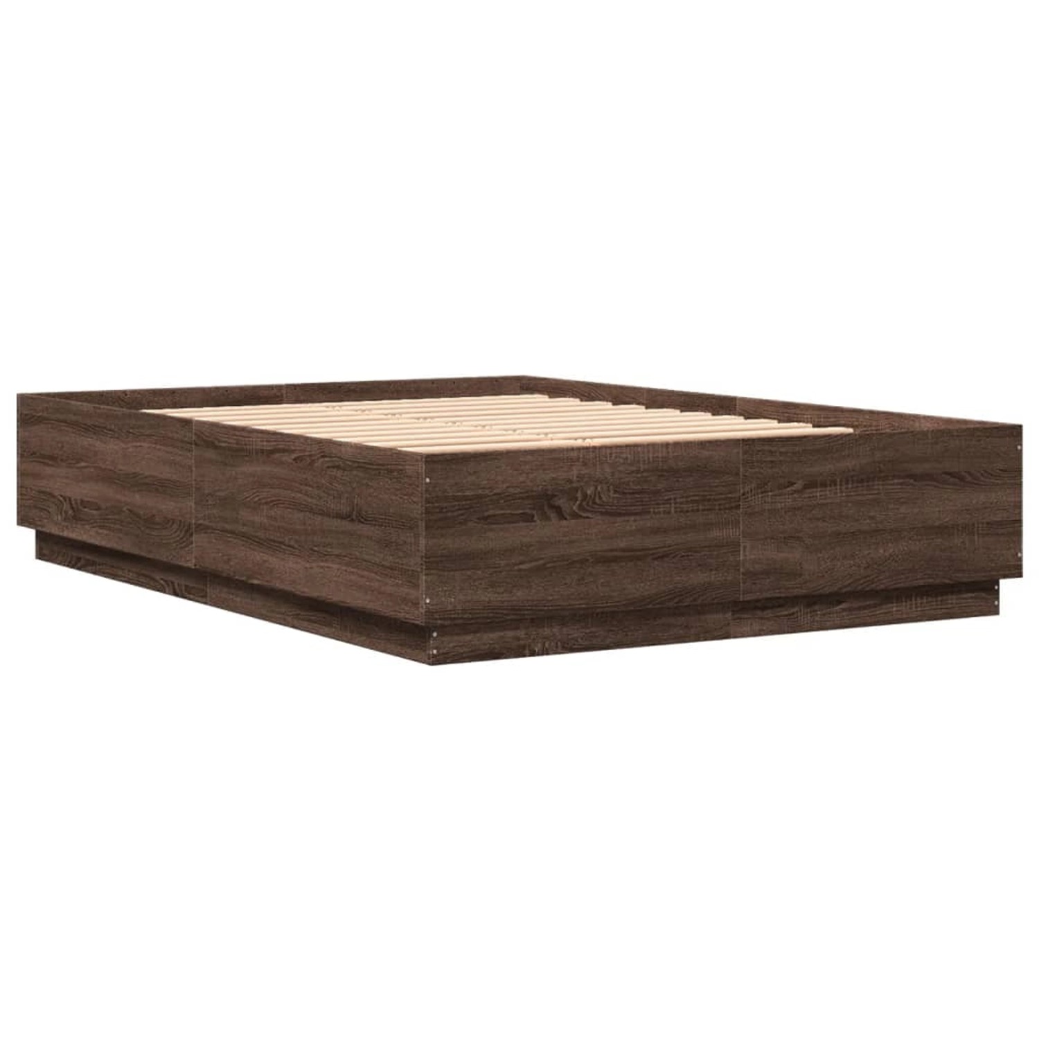 vidaXL Bettgestell mit LED Braun Eichen-Optik 150x200 cm Holzwerkstoff 3209 günstig online kaufen