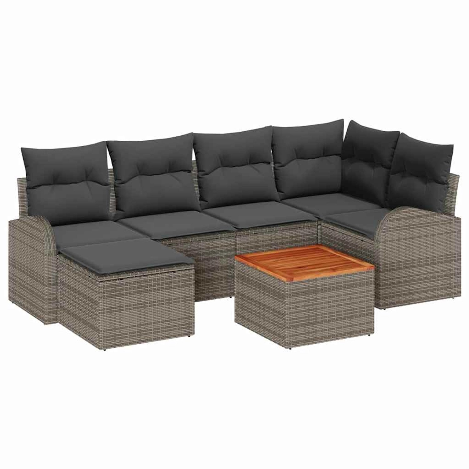 vidaXL Garten-Sofa-Set 7-Tlg Grau Poly Rattan 3347601 günstig online kaufen