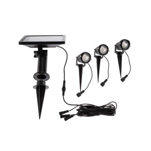 Lindby 3er Set LED Solarleuchten Malida 9988232 Spritzwassergeschützt Modern in Schwarz aus Aluminium 3-flammig