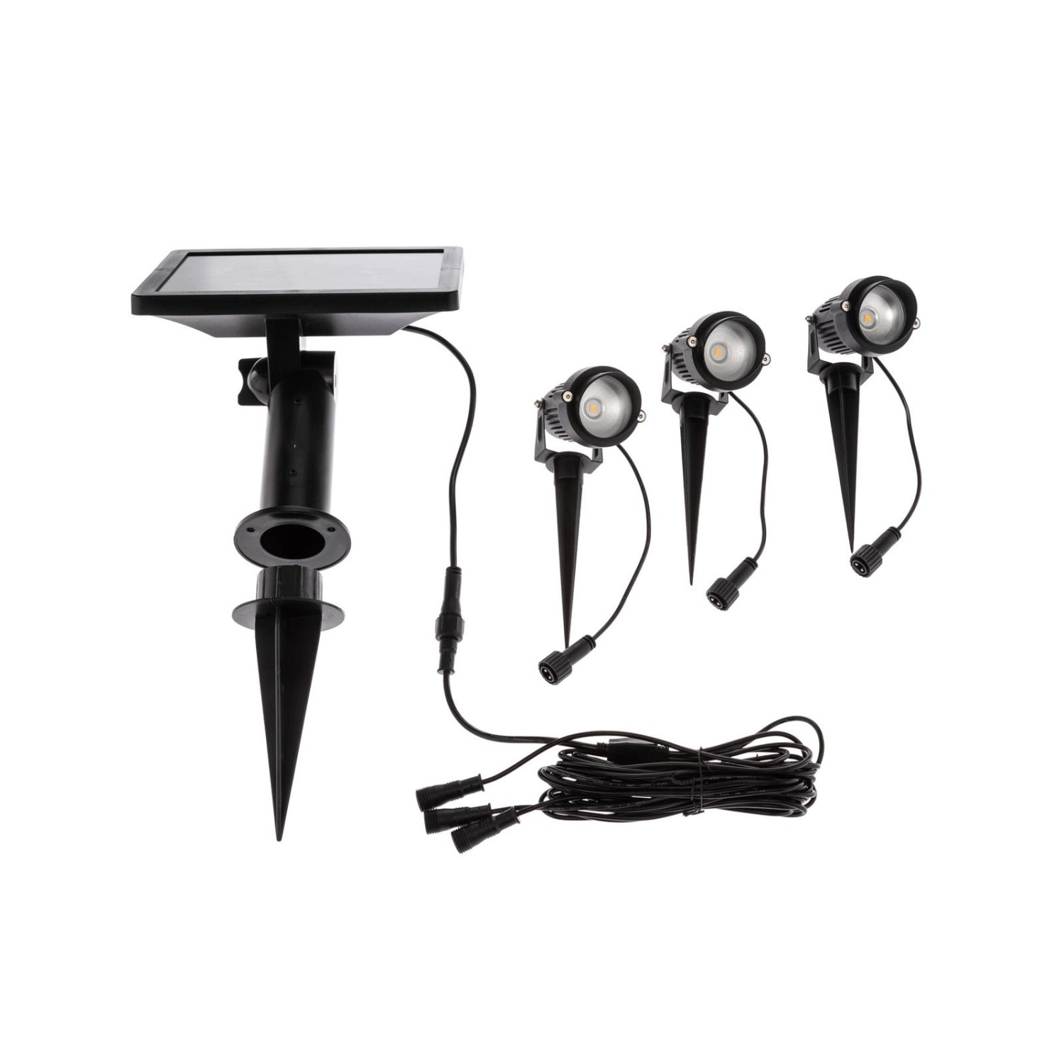 Lindby 3er Set LED Solarleuchten Malida 9988232 Spritzwassergeschützt Modern in Schwarz aus Aluminium 3-flammig