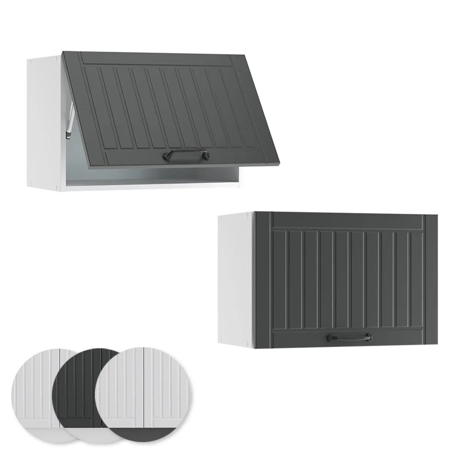 Vicco Hängeschrank Fame-Line, anthrazit/weiß, 60 cm breit. Küchenschrank mit Landhaus-Front.