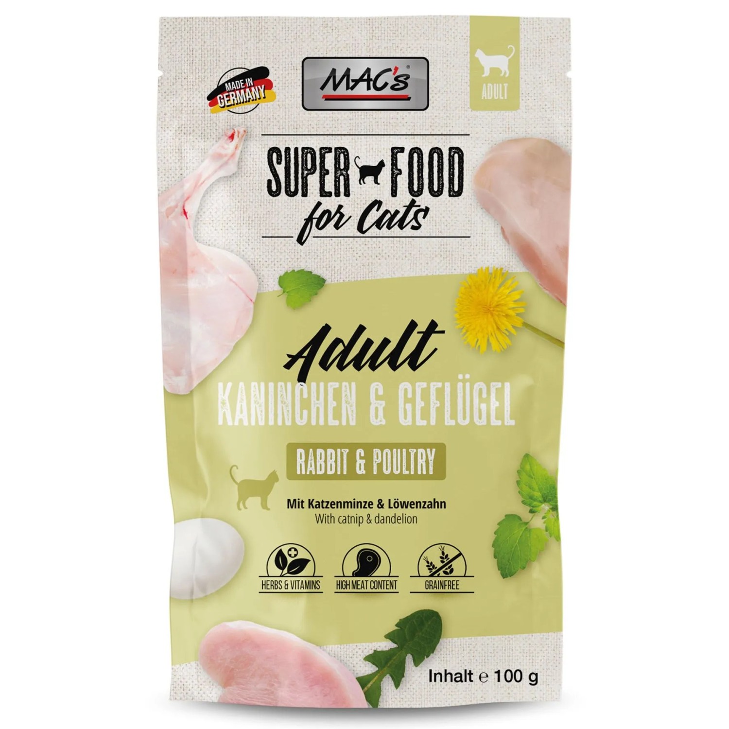 Mac's Katzen-Nassfutter Kaninchen und Geflügel 100 g