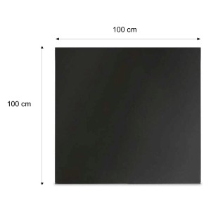 Quadratische, schwarze Valo Stahlbodenplatte, 100x100 cm, für Kamin und Ofen.