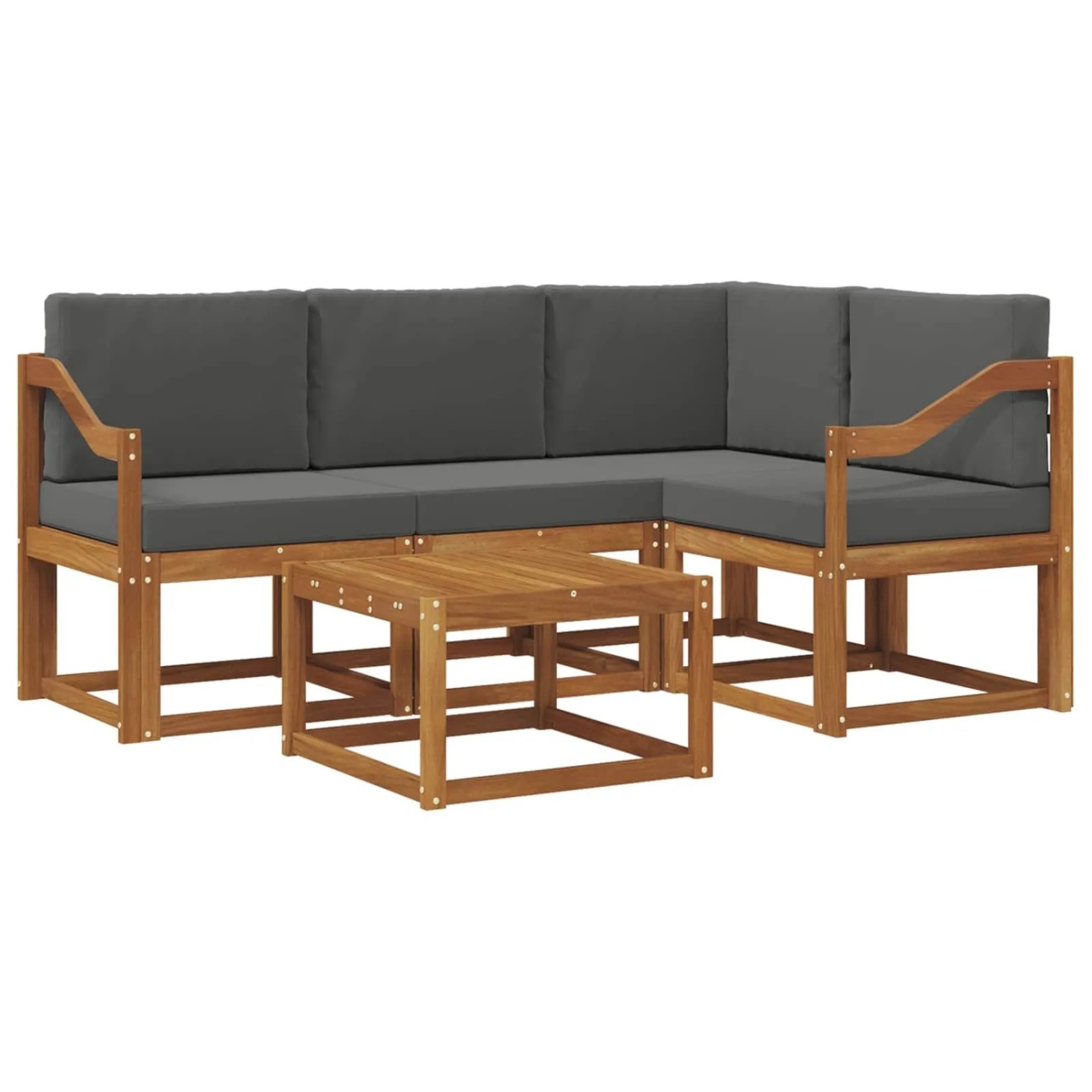 vidaXL Outdoor-Sofagarnitur mit Kissen 5 Stk Natur und Anthrazit 3366375