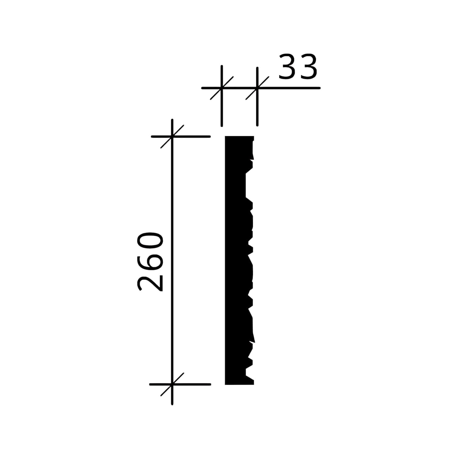 Technische Zeichnung PROFHOME 3D Wandpaneel 151518, Maße: 260 x 33 mm, Zubehör für Paneele.