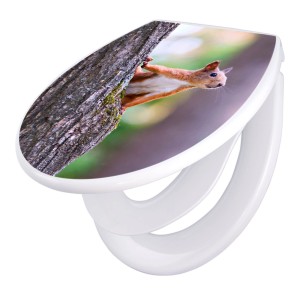 Banjado WC-Sitz Familie mit Eichhörnchen Motiv. Klodeckel mit Absenkautomatik und integriertem Kindersitz.