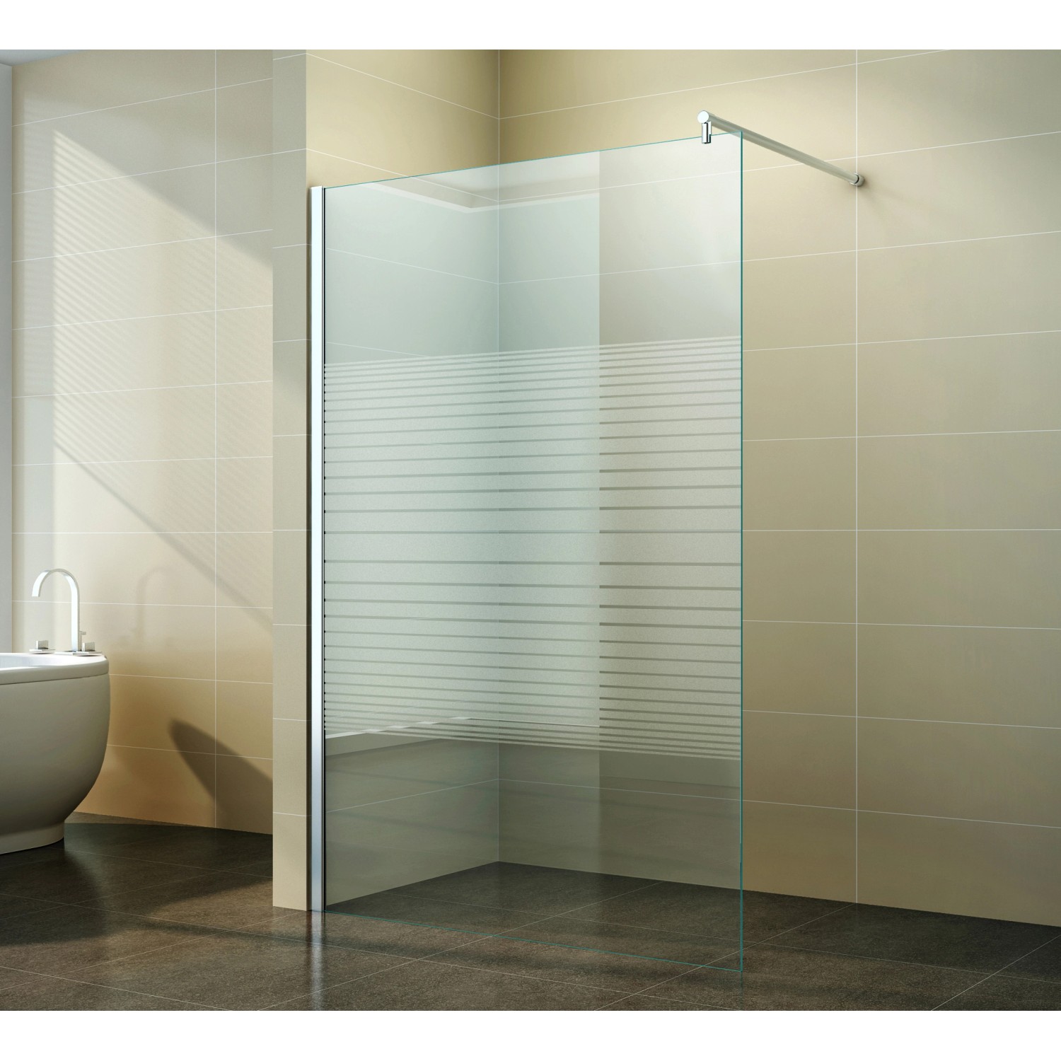 Dein Bau Projekt Walk-In Dusche mit Streifen, 140x200cm, Glas und Alu-Profil