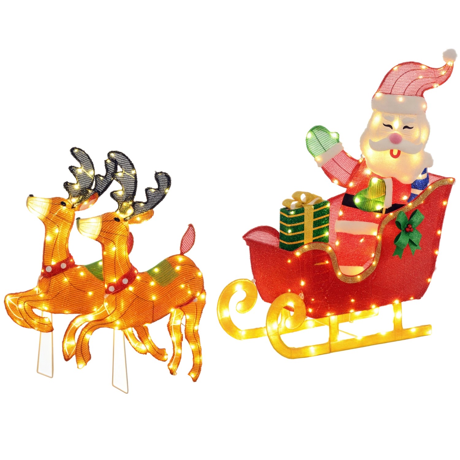 Outsunny LED Weihnachtsdeko Stahl Polyester Mehrfarbig 77L x 28B x 99H cm