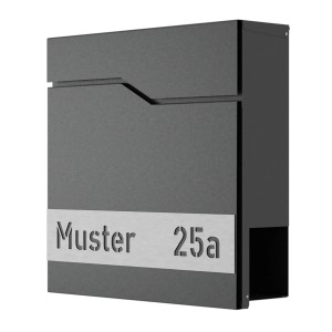 Moderner Heidemann Briefkasten DESIGNline BK3 in Eisenglimmer mit Personalisierungsoption.