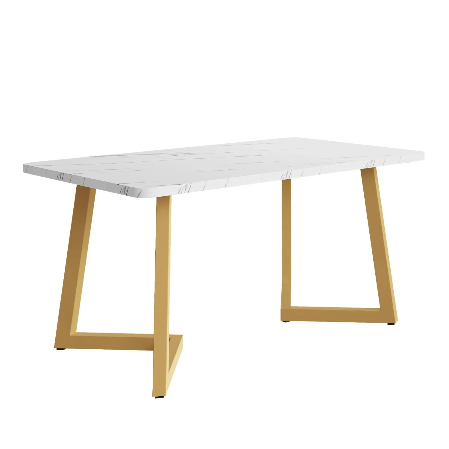 okwish Esstisch 1-St Gestell aus Metall für Esszimmer Wohnzimmer 117 × 68 cm Goldfarben