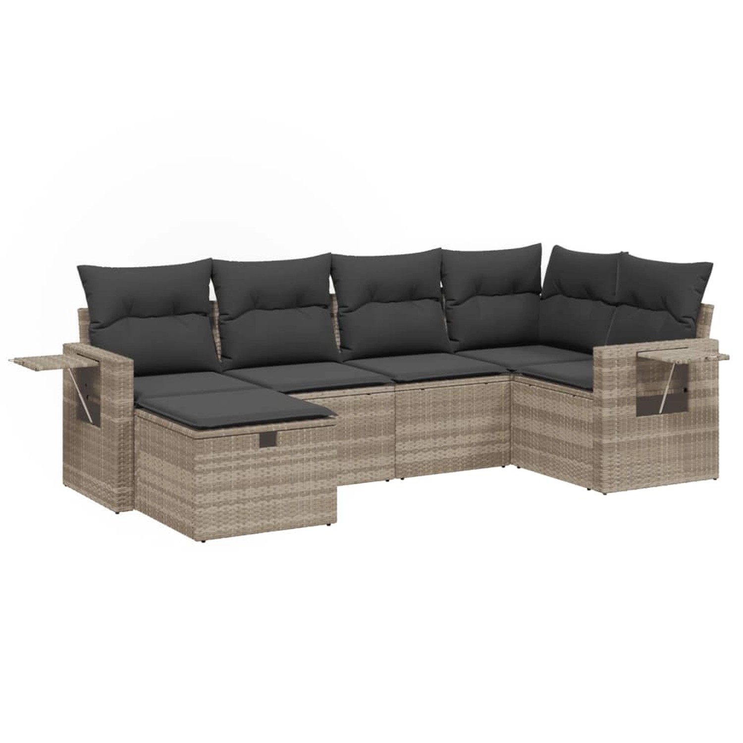 vidaXL 6-Tlg Garten-Sofagarnitur mit Kissen Hellgrau Poly Rattan 3263798 günstig online kaufen