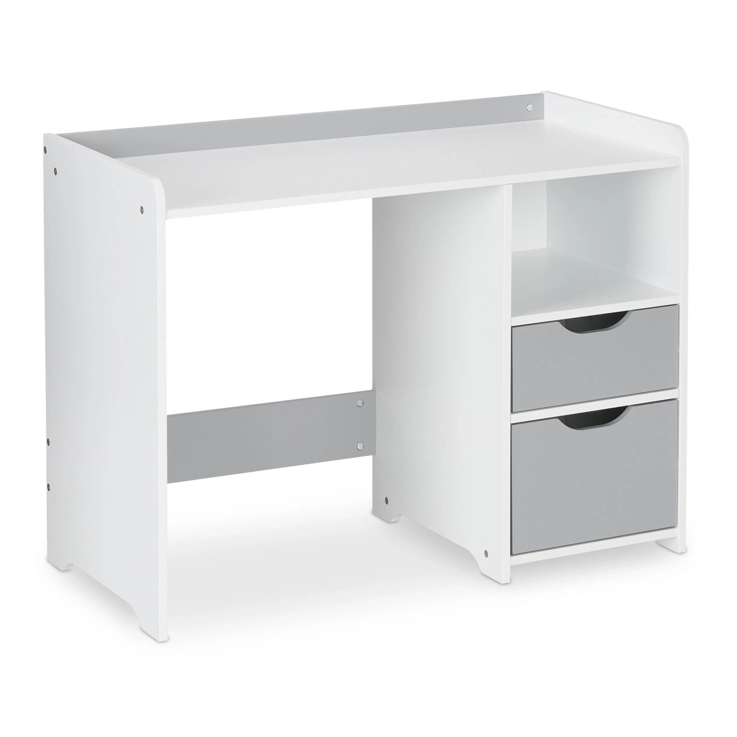 Relaxdays Schreibtisch MDF Weiß/Grau mit 2 Schubladen 60 x 80 x 38 cm 14 kg