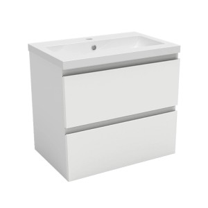 AICA Waschtisch mit Unterschrank, 60 cm, weiß matt, mit zwei Schubladen und Softclose-Funktion.