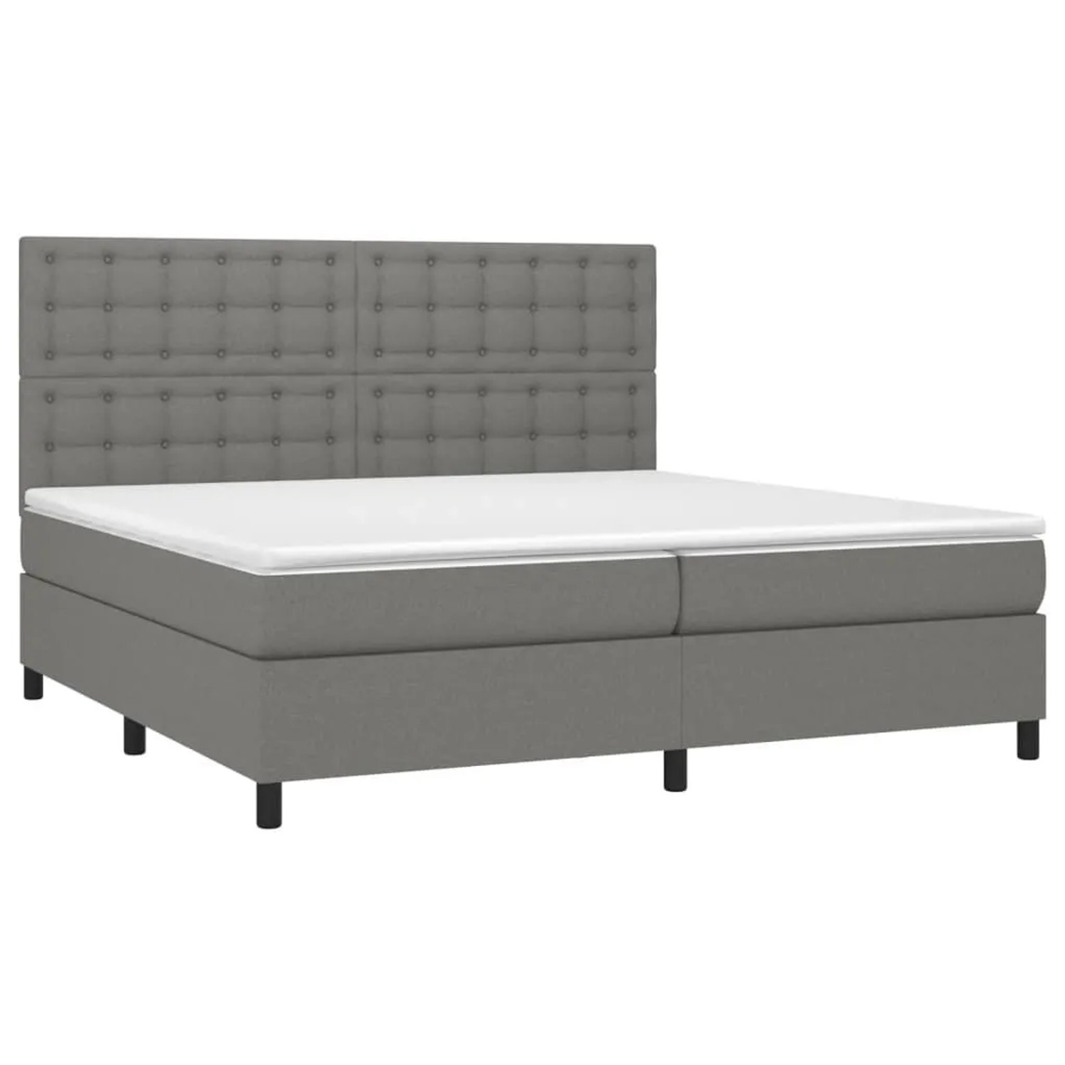vidaXL Boxspringbett mit Matratze Dunkelgrau 200x200 cm Stoff 3142122