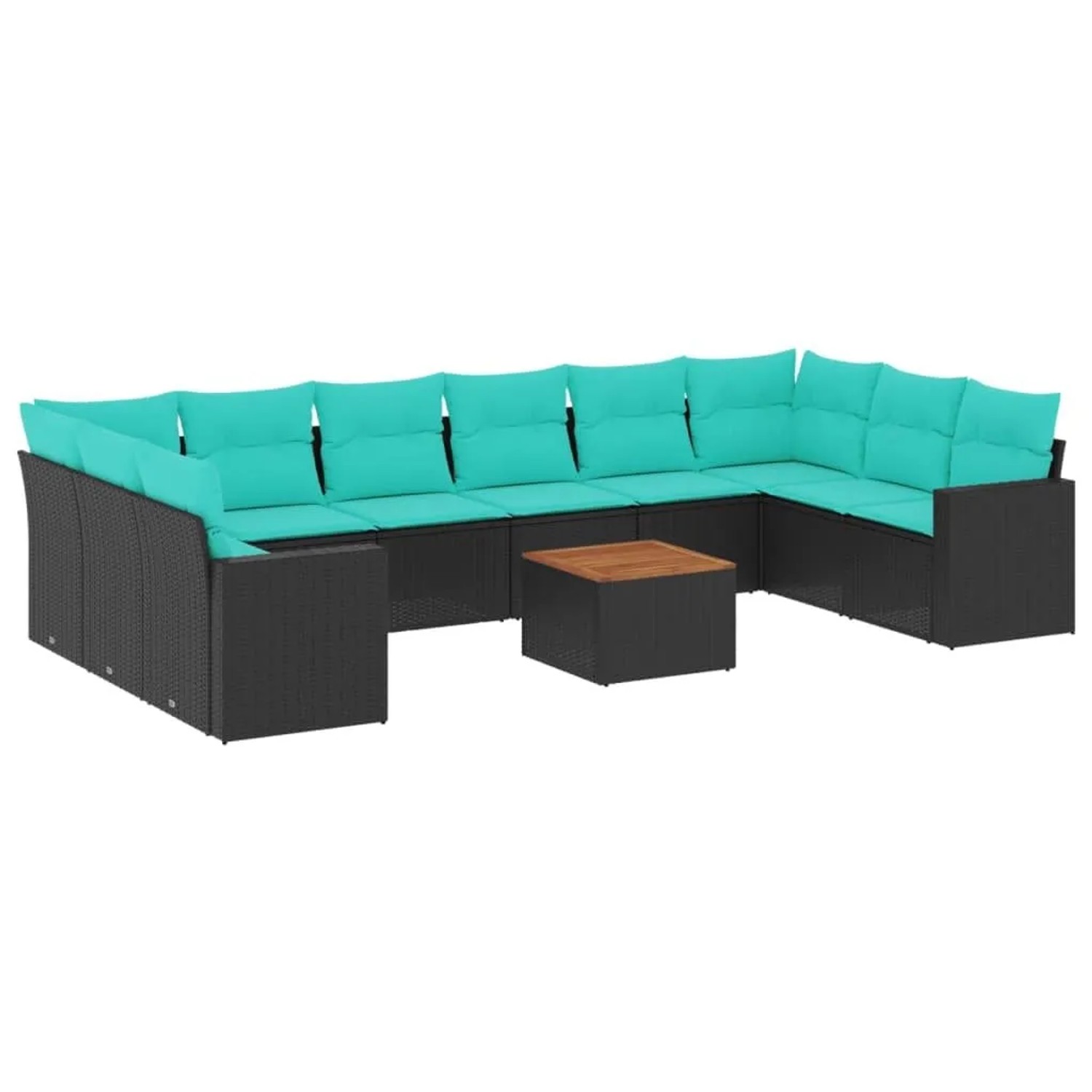 vidaXL 11-Tlg Garten-Sofagarnitur mit Kissen Schwarz Poly Rattan 3256624