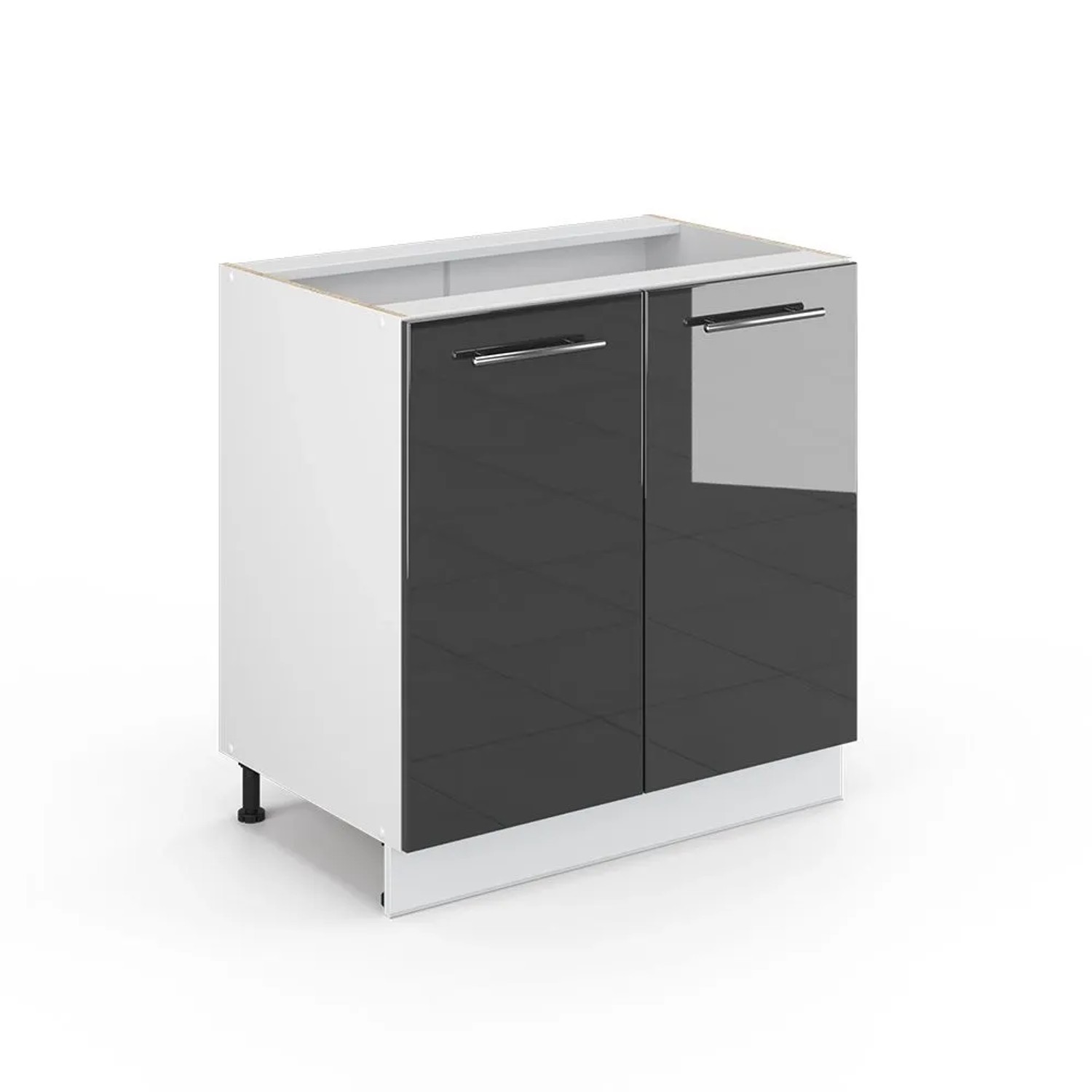 Vicco Midischrank Fame-Line Anthrazit Hochglanz 80 x 82 mit Regal ohne Arbeitsplatte