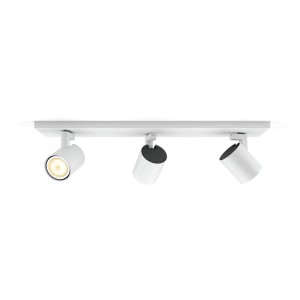 Weißer Philips Hue LED Spot Runner, 3-flammig, mit Dimmer für flexible Beleuchtung.