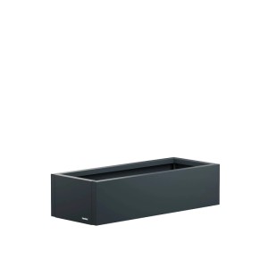 Anthrazitfarbener Herstera Garden Metall-Pflanzkübel Cube, 40x100x25 cm.