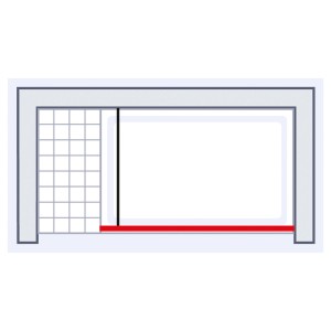 Schulte Duschwand Walk In Trend 2.0, mattschwarzer Rahmen, Glaswand mit Gittermuster.