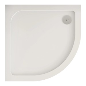 Weiße AICA Viertelkreis Duschtasse 90x90 cm aus Kunststein mit Acrylbeschichtung.