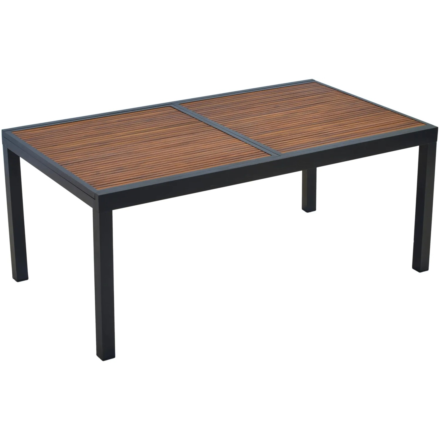 Merxx Gartentisch Paxos, Ausziehtisch mit Akazienholz-Tischplatte und schwarzem Aluminiumgestell.