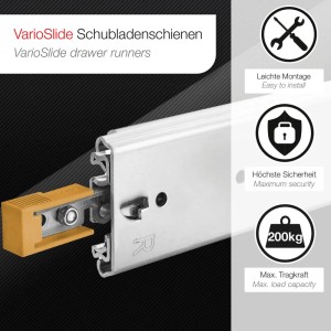SOTECH Schwerlastauszug KV2-200-H76-L1200-LC 1219 mm 200 kg Lock In Out