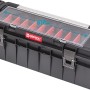 QBRICK Werkzeugkoffer PRO 700 Expert, schwarzer Werkzeugkasten mit transparentem Deckel und Organizer.