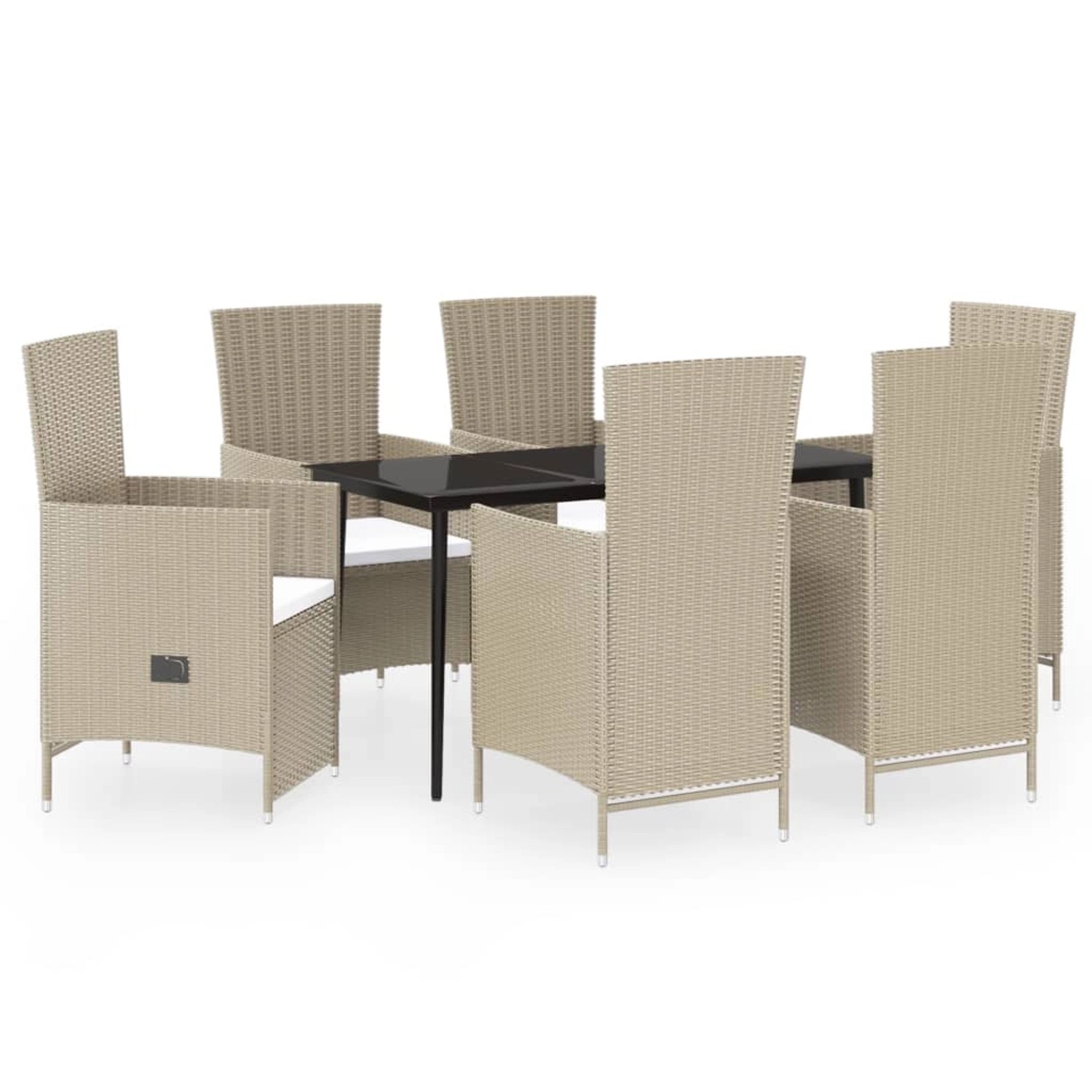 vidaXL 7-Tlg Garten-Essgruppe mit Auflagen Beige 3099471